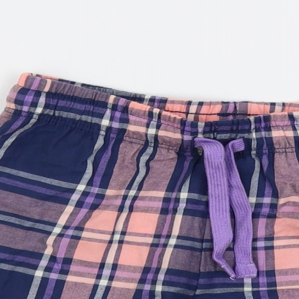 Marks and Spencer Girls Multicoloured Plaid Cotton Sweat Shorts Size 7-8 Years Regular Drawstring