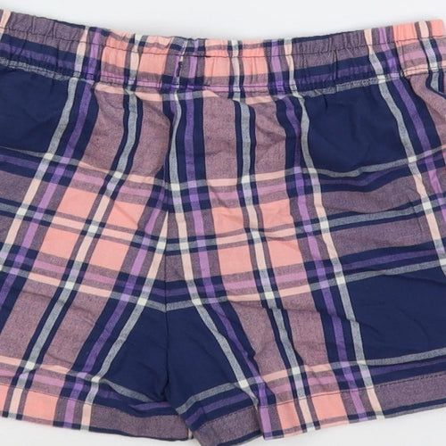 Marks and Spencer Girls Multicoloured Plaid Cotton Sweat Shorts Size 7-8 Years Regular Drawstring