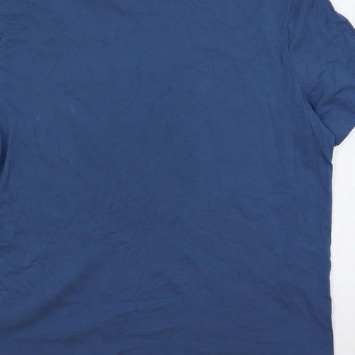 Marks and Spencer Mens Blue Cotton T-Shirt Size L Crew Neck - Sunset