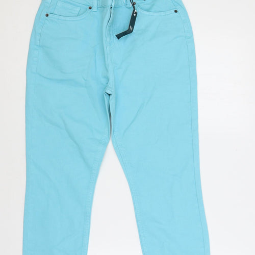TU Womens Blue Cotton Cropped Jeans Size 12 L24 in Regular Button