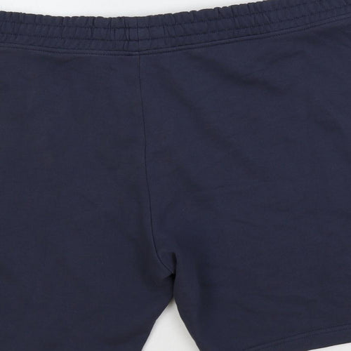 Marks and Spencer Mens Blue Cotton Cargo Shorts Size 3XL L9 in Regular Drawstring - Elastic Waist