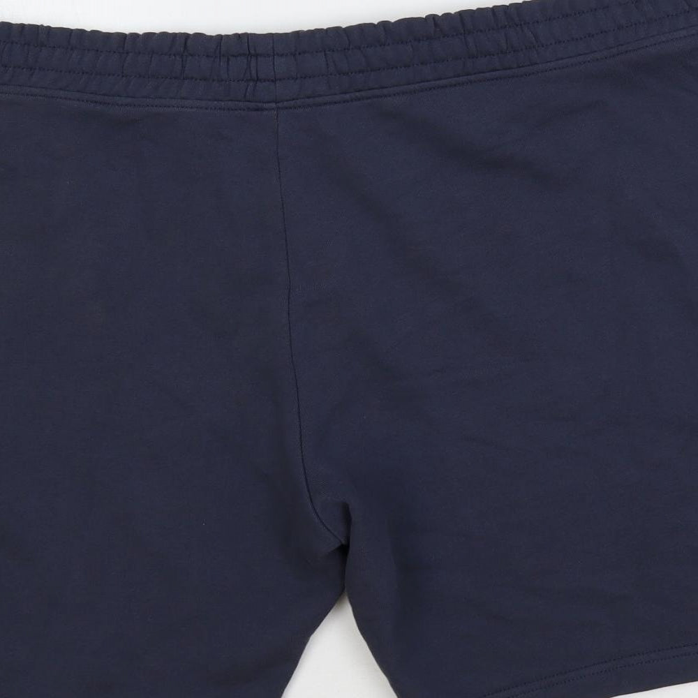 Marks and Spencer Mens Blue Cotton Cargo Shorts Size 3XL L9 in Regular Drawstring - Elastic Waist