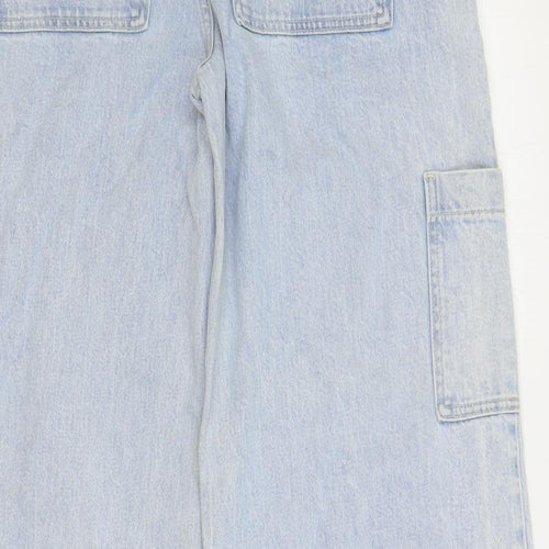TU Womens Blue Cotton Wide-Leg Jeans Size 12 L30 in Regular Button - Cargo