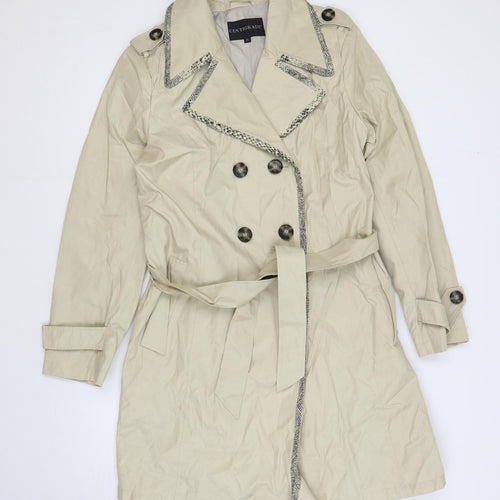Centigrade Womens Beige Trench Coat Coat Size XL Button - Belted