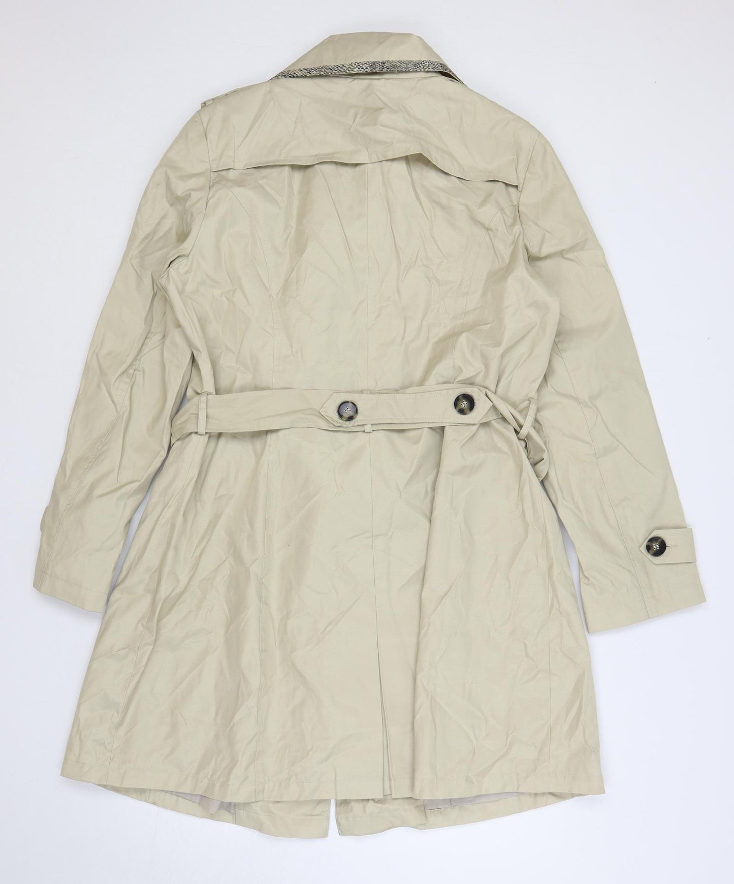Centigrade Womens Beige Trench Coat Coat Size XL Button - Belted
