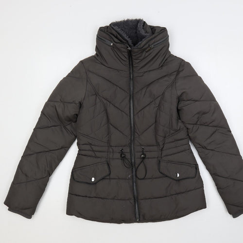 Oasis Womens Green Quilted Jacket Size XS Zip - Adjustable Waist