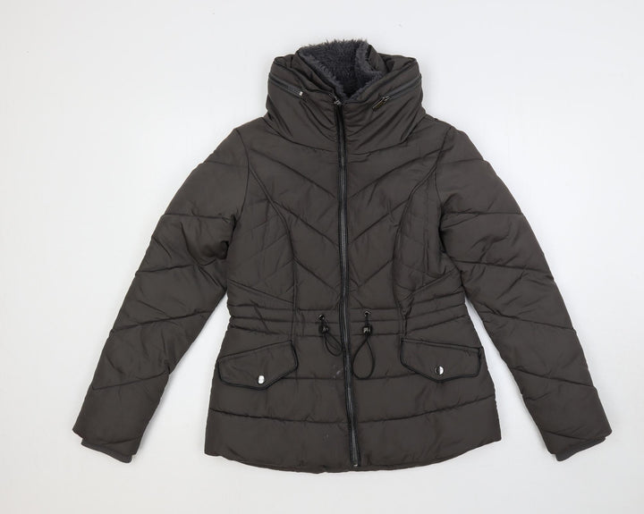 Oasis Womens Green Quilted Jacket Size XS Zip - Adjustable Waist