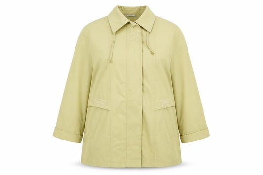 Front view of Canda women’s beige jacket, size XL, button - embroidered