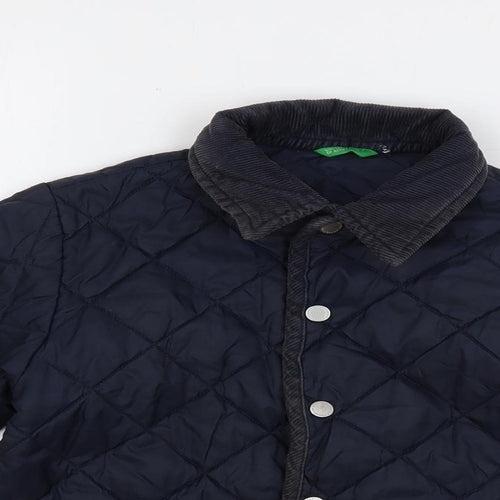 United Colors of Benetton Boys Blue Quilted Jacket Size 4 Years Snap