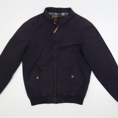 BS Mens Blue Biker Jacket Size S Zip