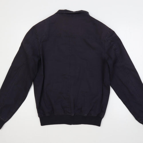 BS Mens Blue Biker Jacket Size S Zip