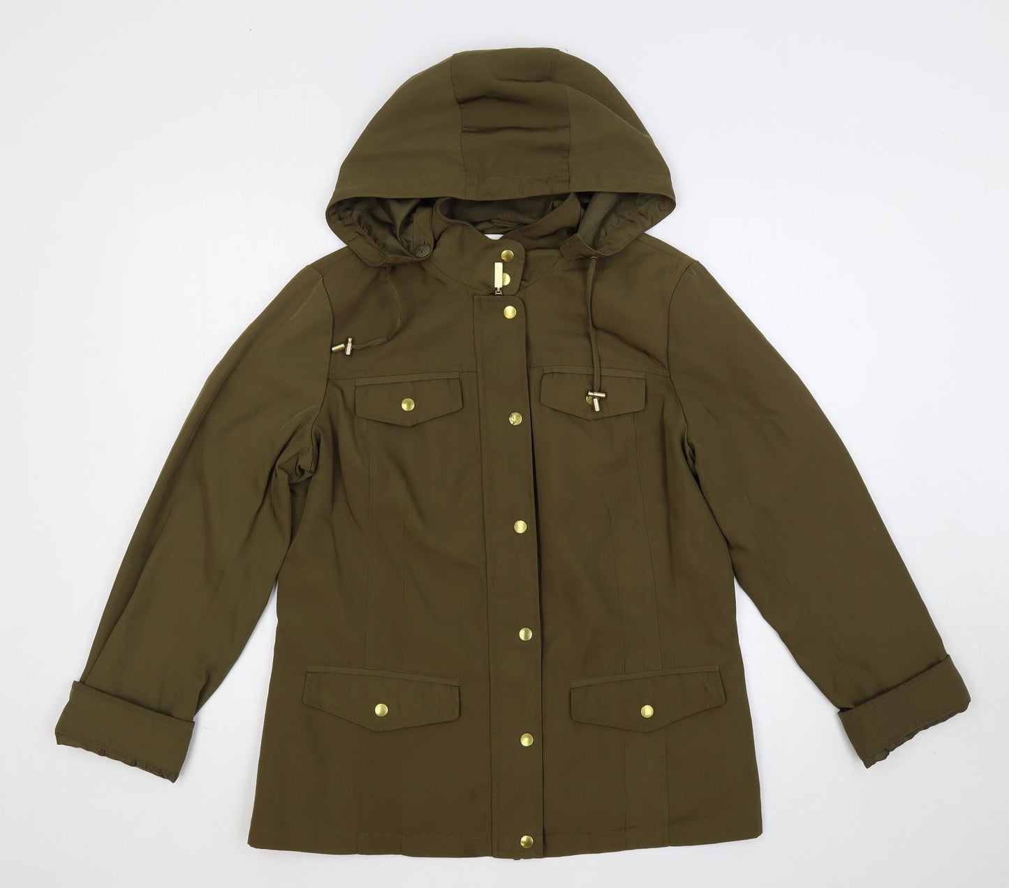 Clasic Womens Green Jacket Size 12 Zip - Hooded