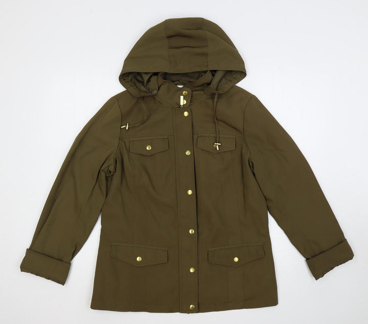 Clasic Womens Green Jacket Size 12 Zip - Hooded