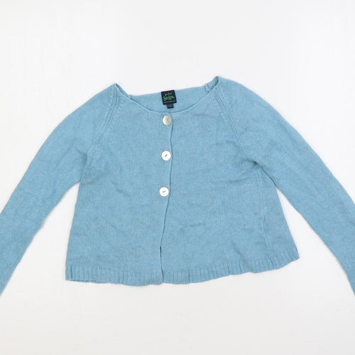 Boden Girls Blue Boat Neck Cotton Cardigan Jumper Size 9-10 Years Button