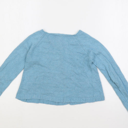 Boden Girls Blue Boat Neck Cotton Cardigan Jumper Size 9-10 Years Button