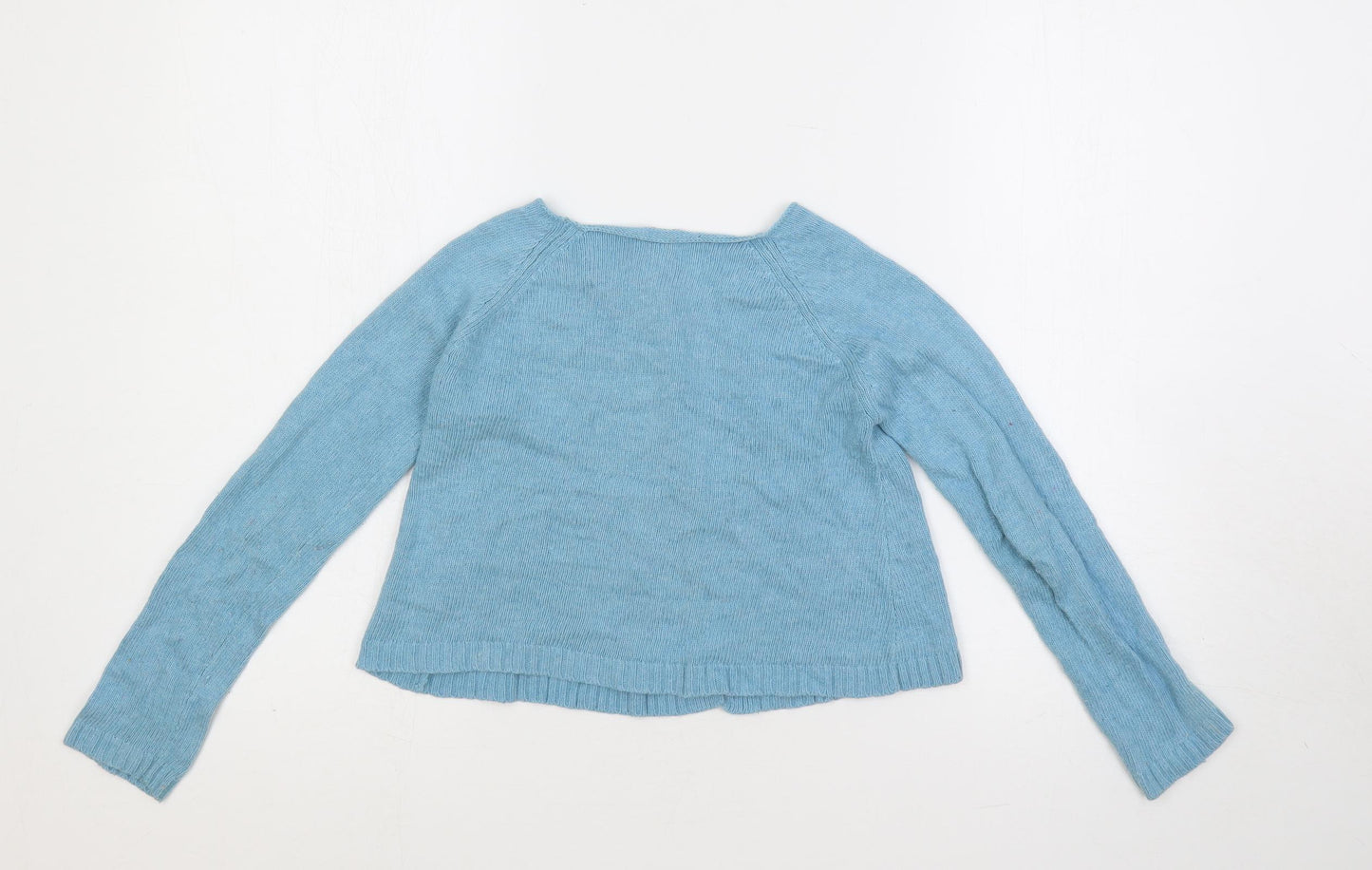 Boden Girls Blue Boat Neck Cotton Cardigan Jumper Size 9-10 Years Button