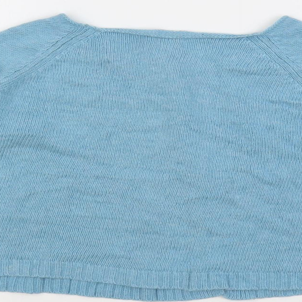 Boden Girls Blue Boat Neck Cotton Cardigan Jumper Size 9-10 Years Button
