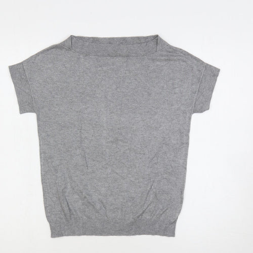 Marks and Spencer Womens Grey Boat Neck Viscose Pullover Jumper Size 12