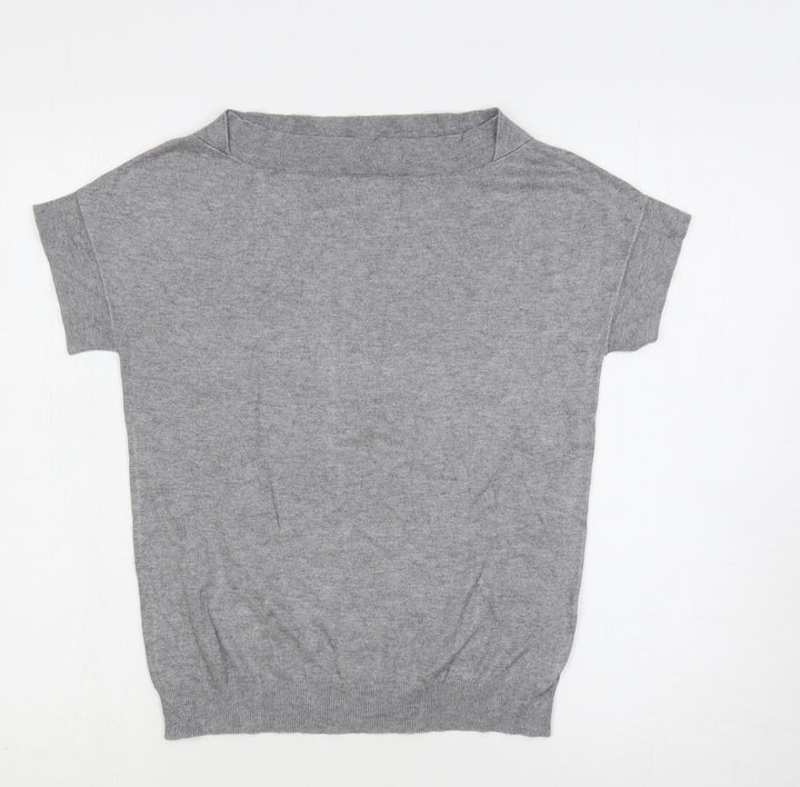 Marks and Spencer Womens Grey Boat Neck Viscose Pullover Jumper Size 12