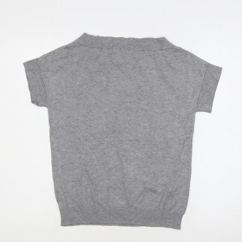 Marks and Spencer Womens Grey Boat Neck Viscose Pullover Jumper Size 12