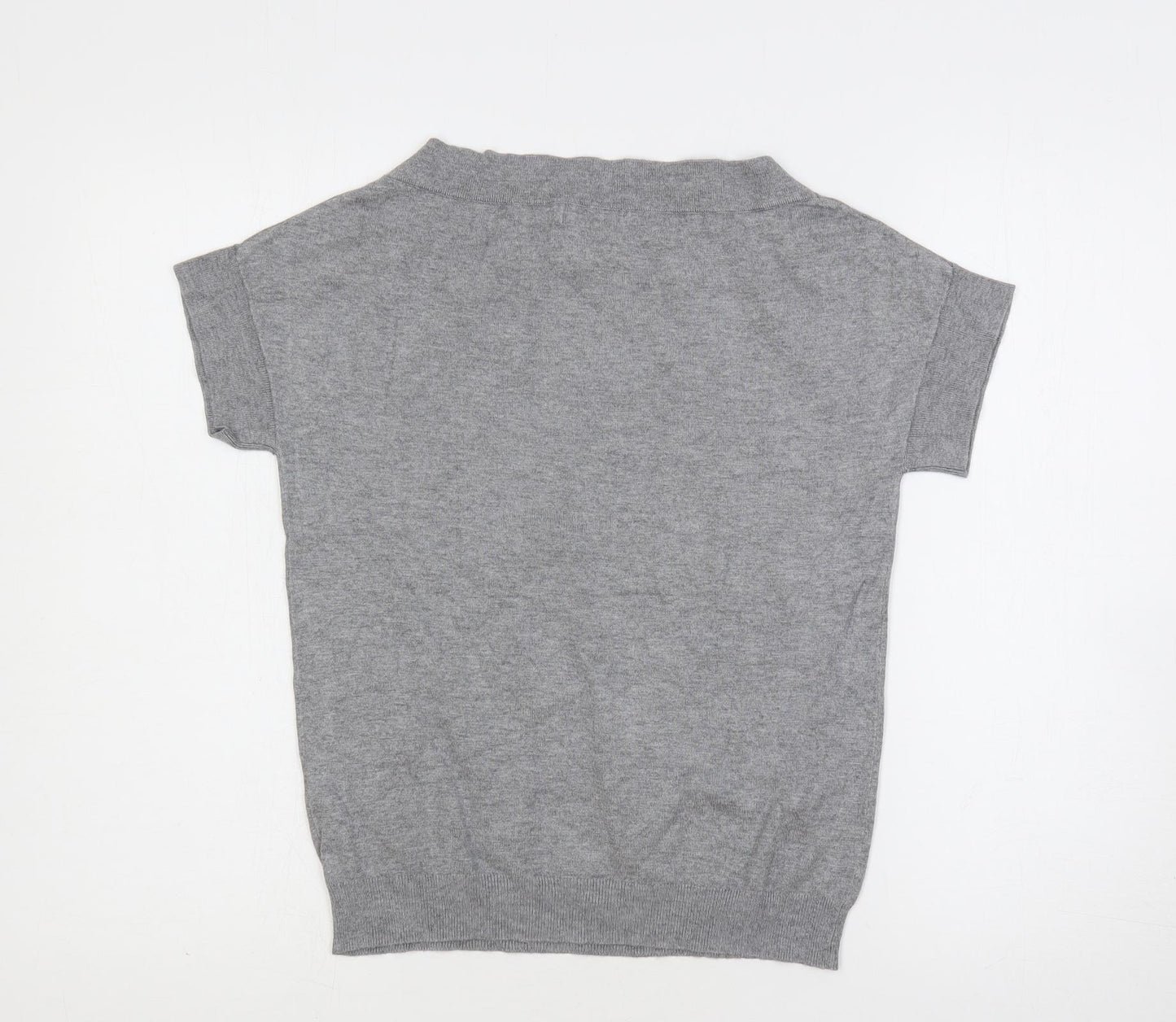 Marks and Spencer Womens Grey Boat Neck Viscose Pullover Jumper Size 12