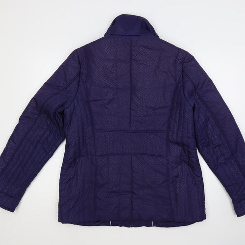 David Parry Womens Blue Animal Print Jacket Size 14 Zip - Zipped Pockets