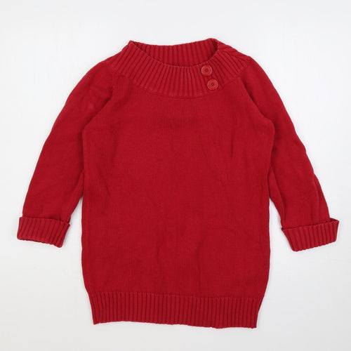 EWM Womens Red Mock Neck Cotton Pullover Jumper Size S