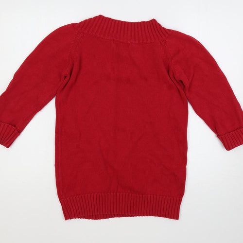 EWM Womens Red Mock Neck Cotton Pullover Jumper Size S