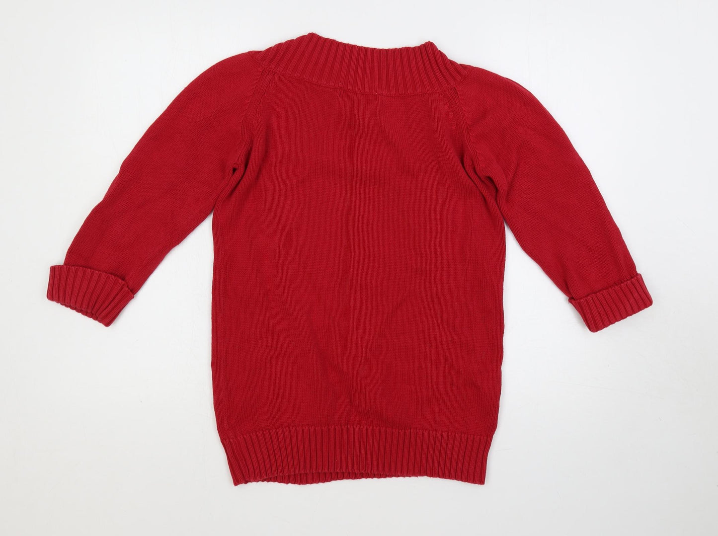 EWM Womens Red Mock Neck Cotton Pullover Jumper Size S