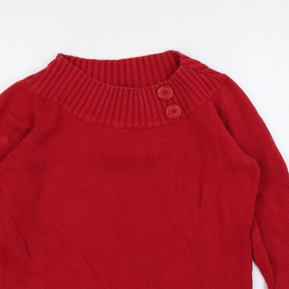 EWM Womens Red Mock Neck Cotton Pullover Jumper Size S