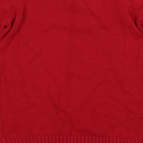 EWM Womens Red Mock Neck Cotton Pullover Jumper Size S