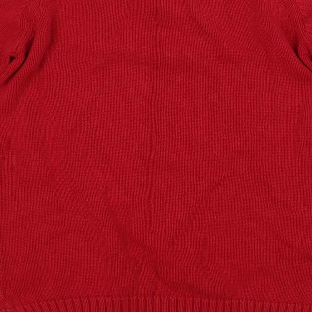 EWM Womens Red Mock Neck Cotton Pullover Jumper Size S