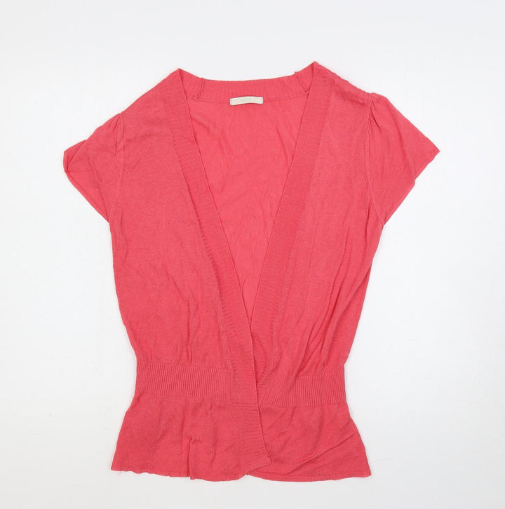 Marks and Spencer Womens Pink V-Neck Viscose Cardigan Jumper Size 10 - Open