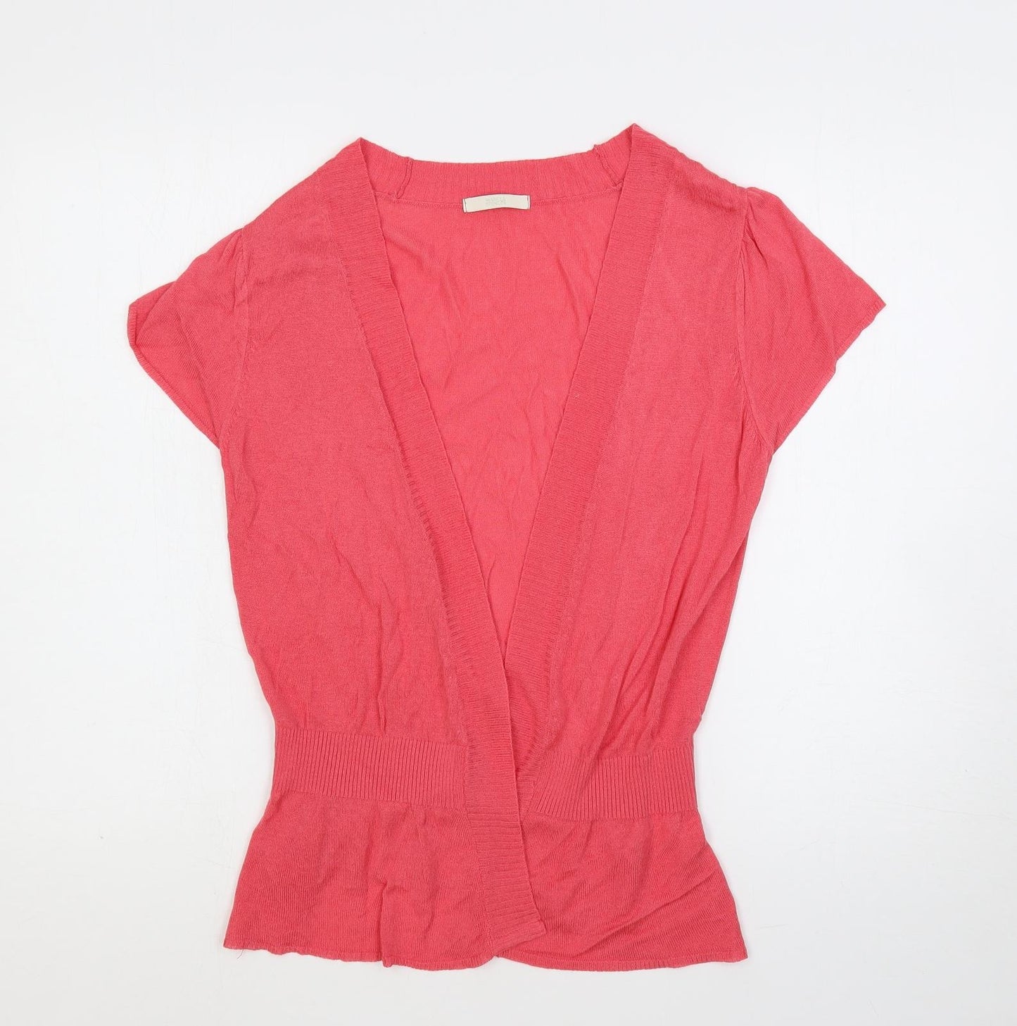 Marks and Spencer Womens Pink V-Neck Viscose Cardigan Jumper Size 10 - Open