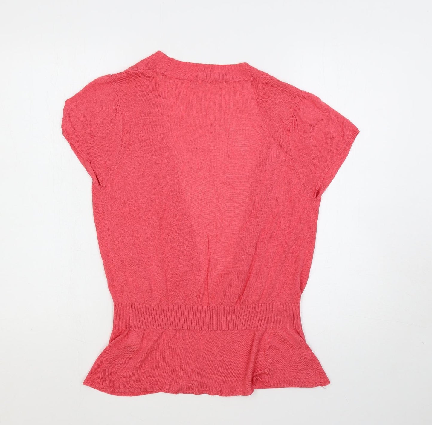 Marks and Spencer Womens Pink V-Neck Viscose Cardigan Jumper Size 10 - Open