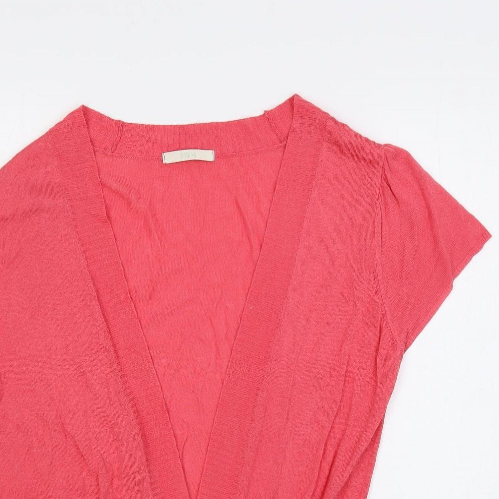 Marks and Spencer Womens Pink V-Neck Viscose Cardigan Jumper Size 10 - Open