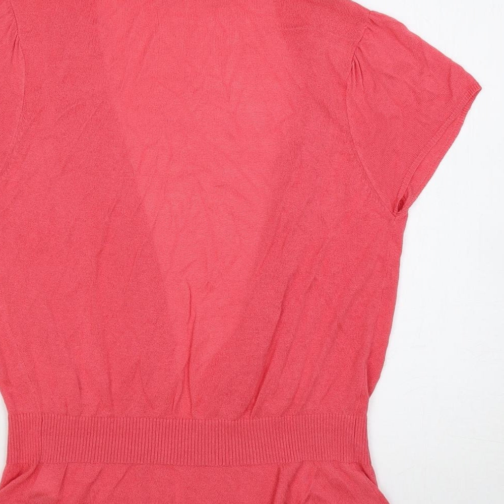 Marks and Spencer Womens Pink V-Neck Viscose Cardigan Jumper Size 10 - Open