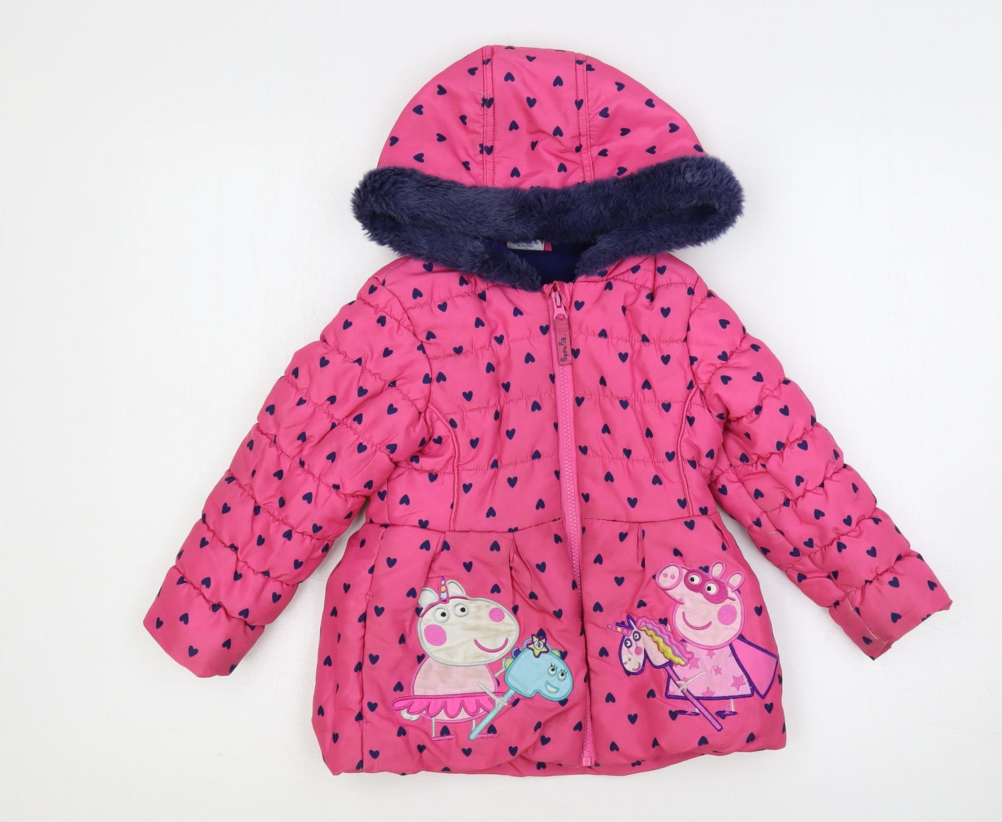 Debenhams Girls Pink Geometric Jacket Size 3-4 Years Zip - Peppa Pig