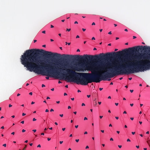 Debenhams Girls Pink Geometric Jacket Size 3-4 Years Zip - Peppa Pig