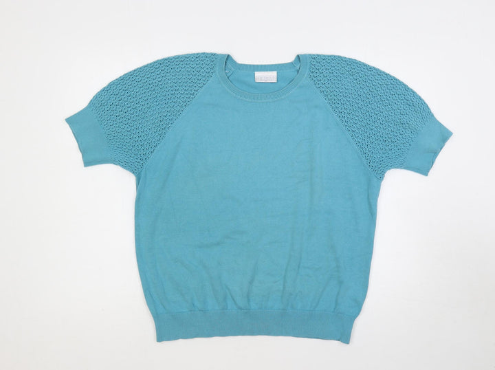 Cotswold Womens Blue Round Neck Cotton Pullover Jumper Size XL
