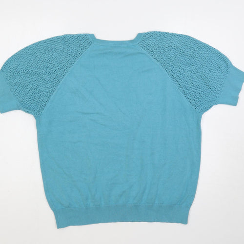 Cotswold Womens Blue Round Neck Cotton Pullover Jumper Size XL