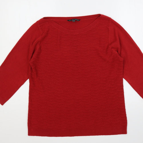 Love Knitwear Womens Red Boat Neck Acrylic Pullover Jumper Size 14