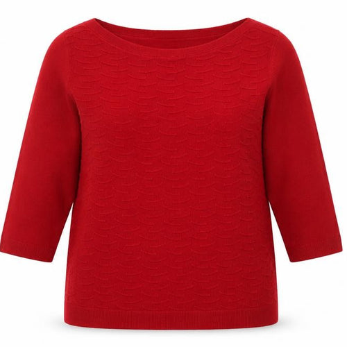 Love Knitwear Womens Red Boat Neck Acrylic Pullover Jumper Size 14