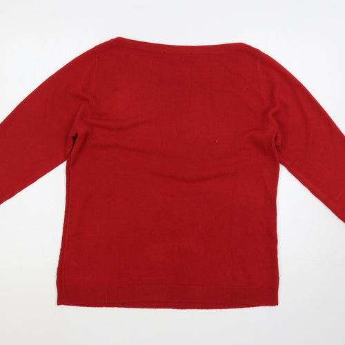 Love Knitwear Womens Red Boat Neck Acrylic Pullover Jumper Size 14