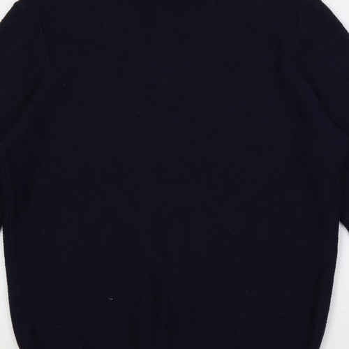 Paul Costelloe Mens Blue High Neck Cotton Pullover Jumper Size L Long Sleeve