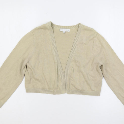 RJR.John Rocha Womens Beige V-Neck Cotton Cardigan Jumper Size 14 - Open