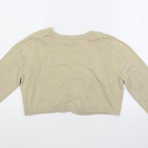 RJR.John Rocha Womens Beige V-Neck Cotton Cardigan Jumper Size 14 - Open