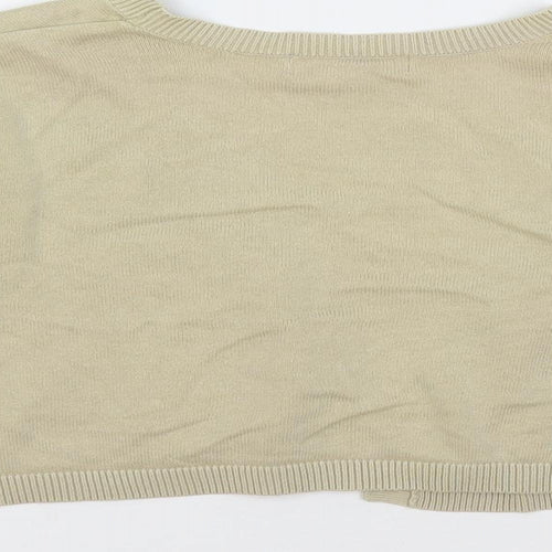 RJR.John Rocha Womens Beige V-Neck Cotton Cardigan Jumper Size 14 - Open