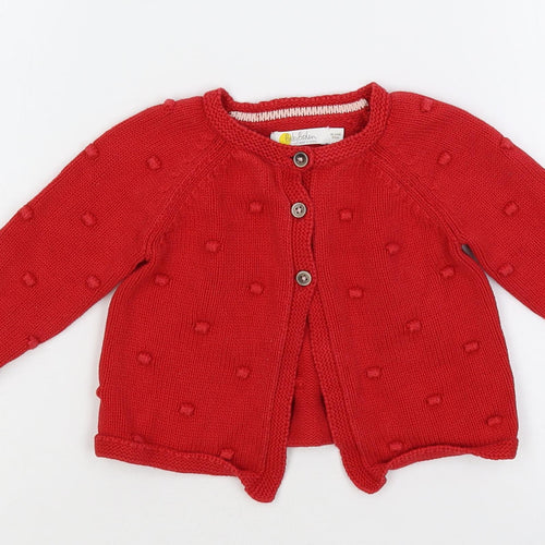 Baby Boden Baby Red Cotton Cardigan Jumper Size 18-24 Months Button - Textured