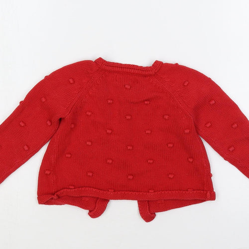 Baby Boden Baby Red Cotton Cardigan Jumper Size 18-24 Months Button - Textured